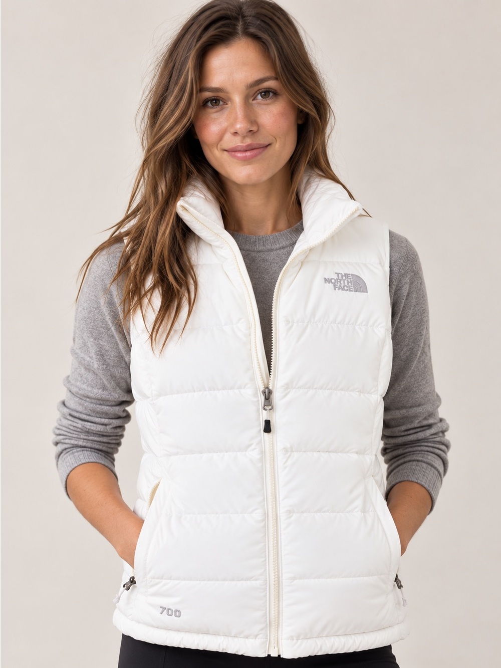 The North Face 700 Down Puffer Vest White Size Medium